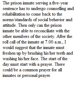 Writing Assignment 2 Inmate's Daily Schedule